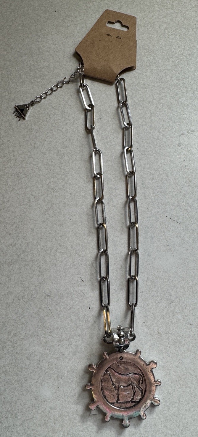 Fidelity Horse Coin Silver Paperclip Necklace NEW **READ DESCRIPTION**