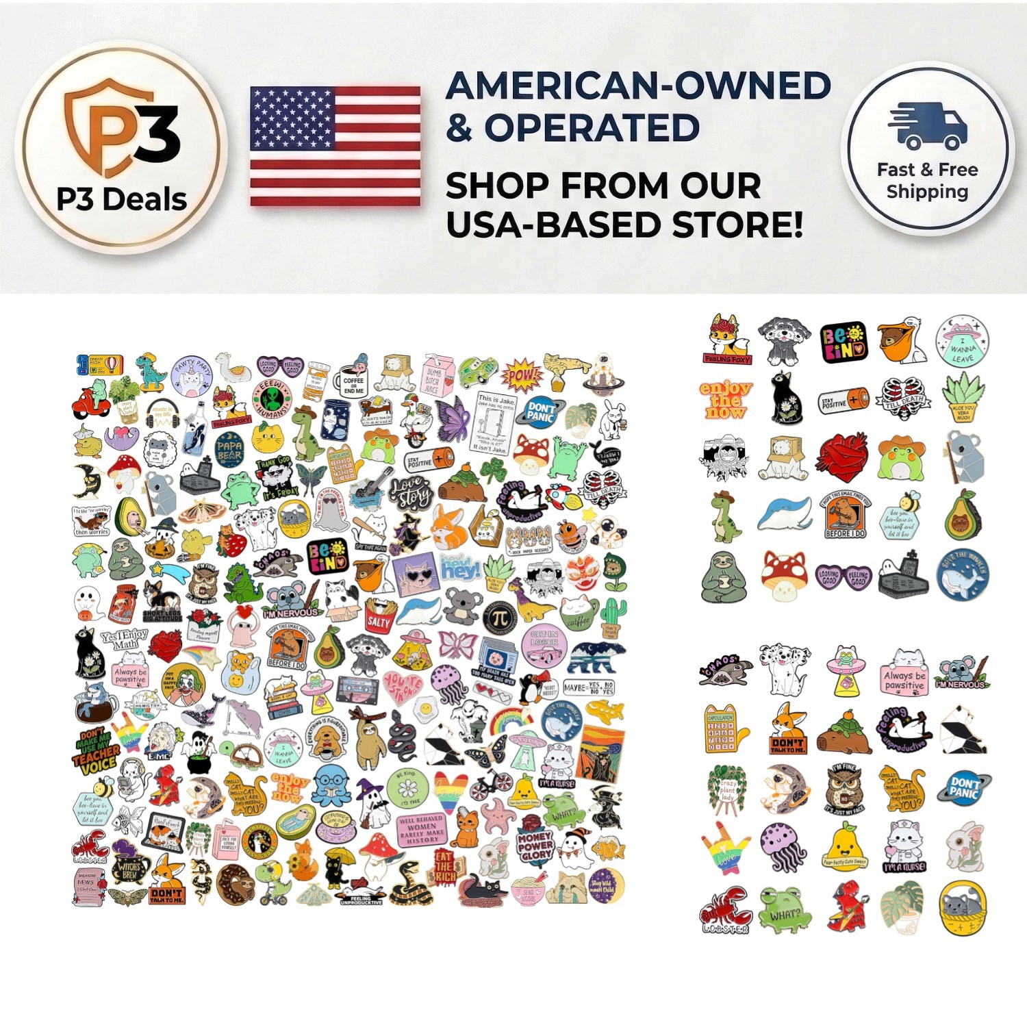 Bulk Cute Enamel Pins – 20/40/50/80 PCS for Fashionable Backpacks & Hats