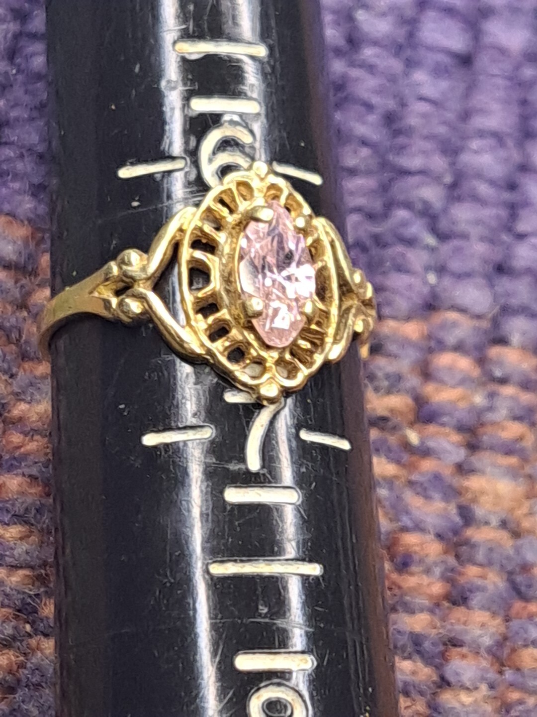 Ring 1 Carat Pink Gemstone Ring in 10K Solid Yellow Gold Size 6.5 11-14