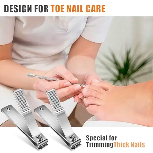 5-Pack Large Toenail Clippers Straight Edge, 3.15 inch Long Silver-5 PCS-Large