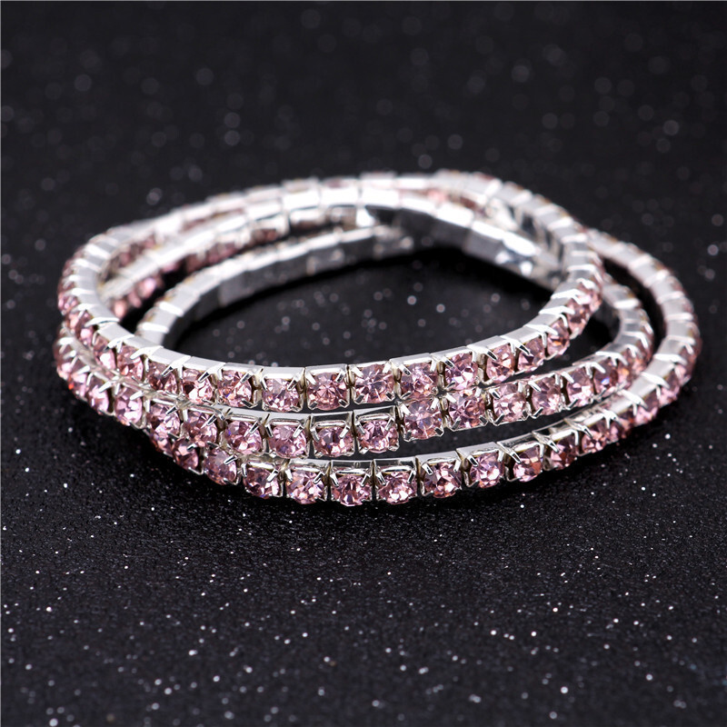 Unisex Silver Large Crystal Tennis Chain Anklet or Bracelet – In 3 Colours