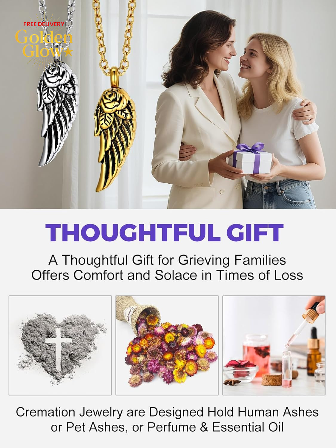 Urn Necklaces for Ashes for Women Men Cremation Pendant Necklace for Ashes Stain