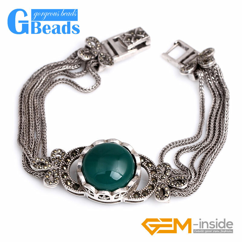 Stone Rivets Round Beads Tassel Chain Jewelry Bracelet 7″ with Gift Box 20mm