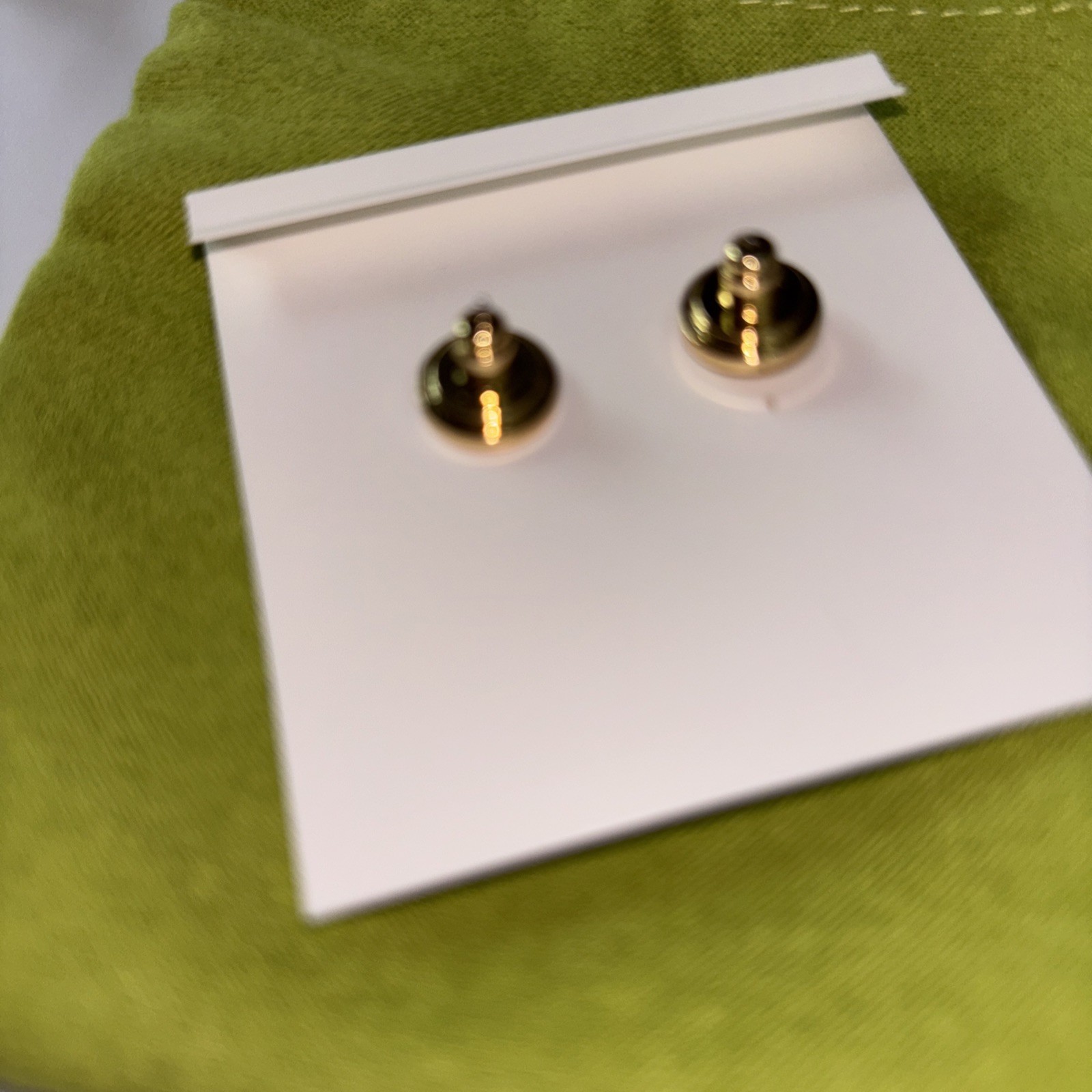 Authentic Tory Burch 18K Gold Plated Small Logo Stud Earrings Silver and Gold