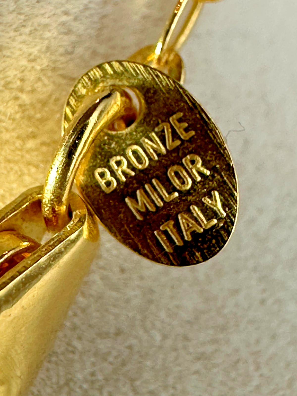 Milor Italy rope necklace yellow bronzo with letter J round Charm. 6.2g L- 36 in