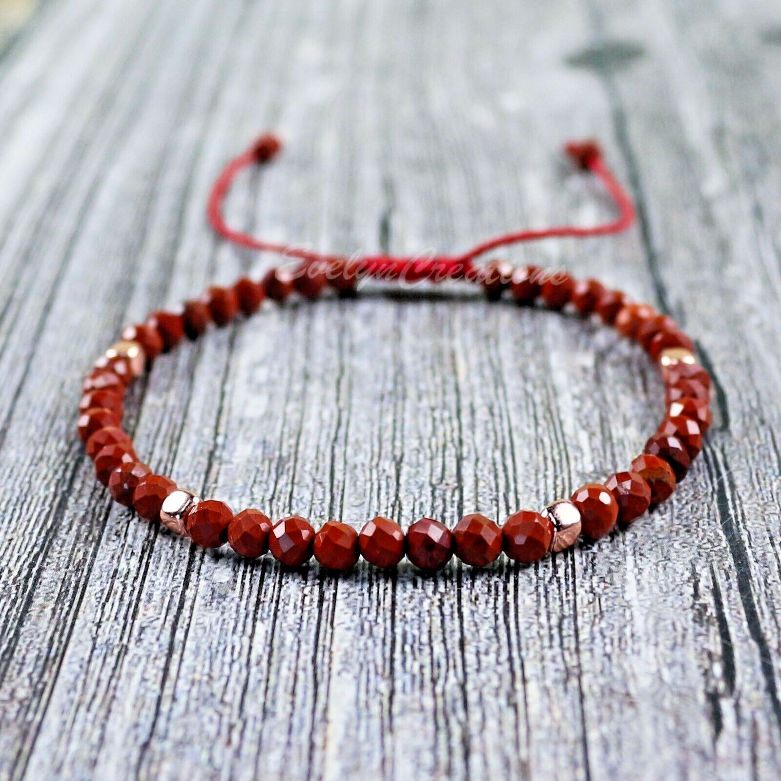 Natural Red Jasper Stone Bracelet 3mm Beaded Crystal Gemstone Unisex Bracelet