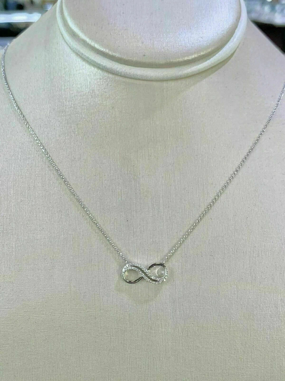 1Ct Round Cut Simulated Diamond Infinity Pendant Necklace 14k White Gold Plated