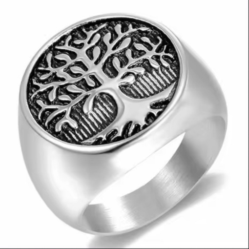 Stainless Steel Tree of life signet Ring