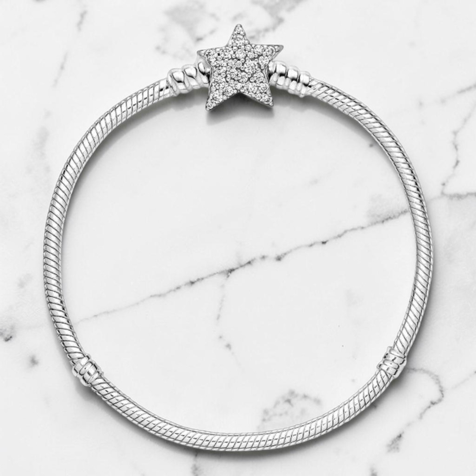 NEW Pandora Moments Asymmetric STAR CLASP Snake Chain Bracelet 7.1in – 18cm
