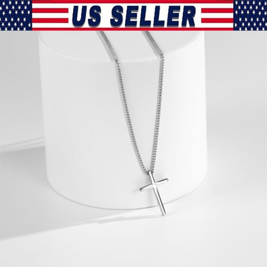 NEW Women’s 925 Sterling Silver Cross Plain & Simple Pendant Adjustable Necklace
