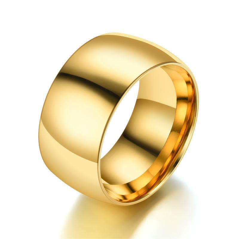 Men S Stainless Steel Dome Ring, 12mm Wide Polished Wedding Band, Comfort Fit
