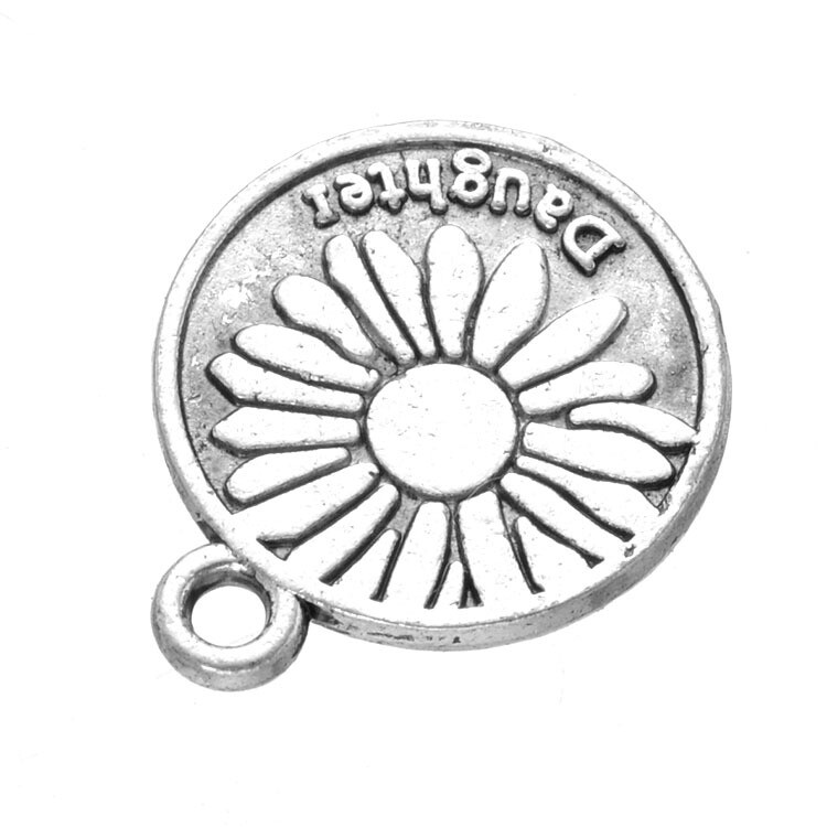 30PCS Antiqued Silver Style Round Charms 15mm Flower Seahorse etc
