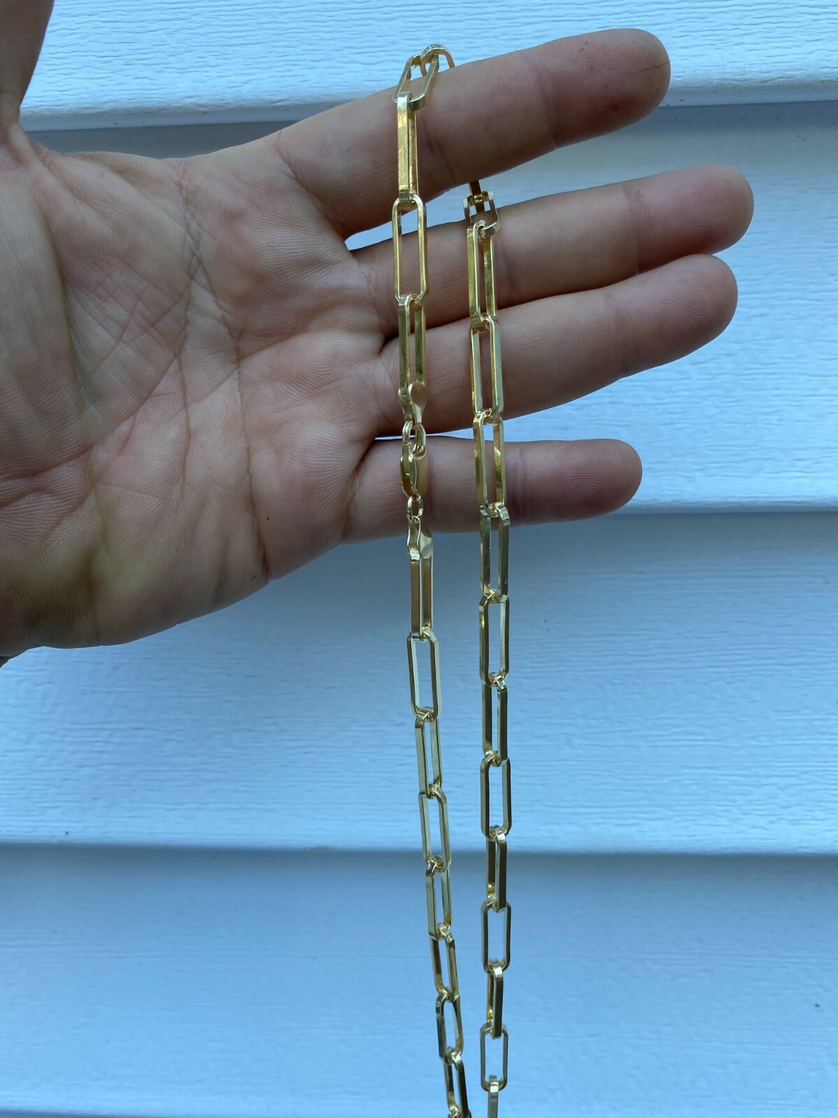 14k Gold Plated Solid 925 Silver Paperclip Chain Bracelet 7mm Necklace Italy