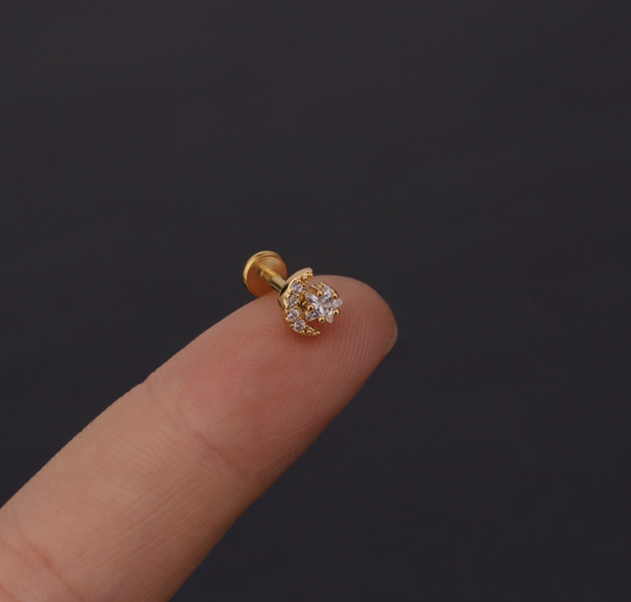 Internal Threaded Flat Labret Back Cartilage Helix Lobe Tragus Conch Earring UK