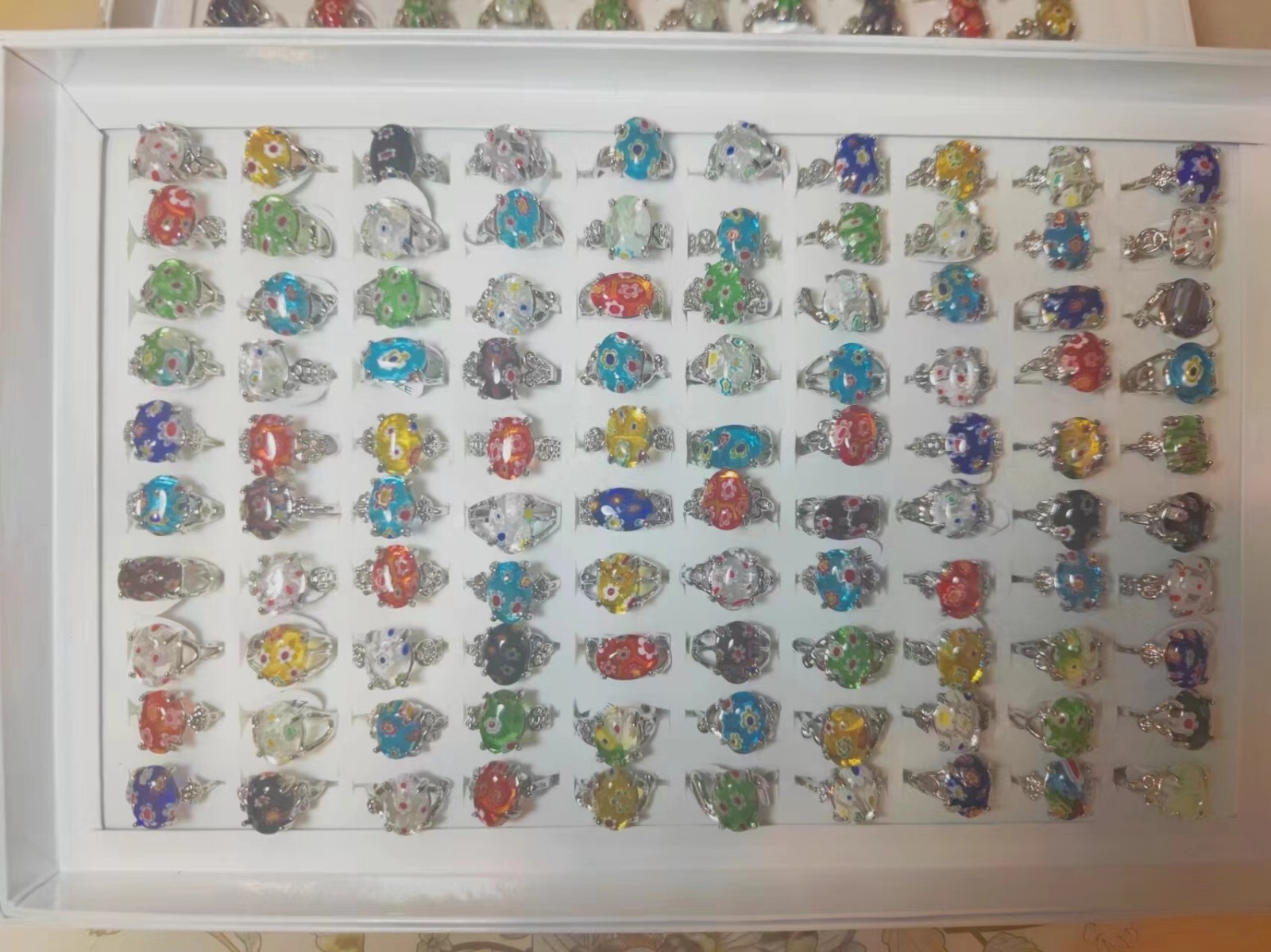 100pcs Women Lady’s Jewelry Wholesale Mixed Lots Ring Glass Natural Stone Rings