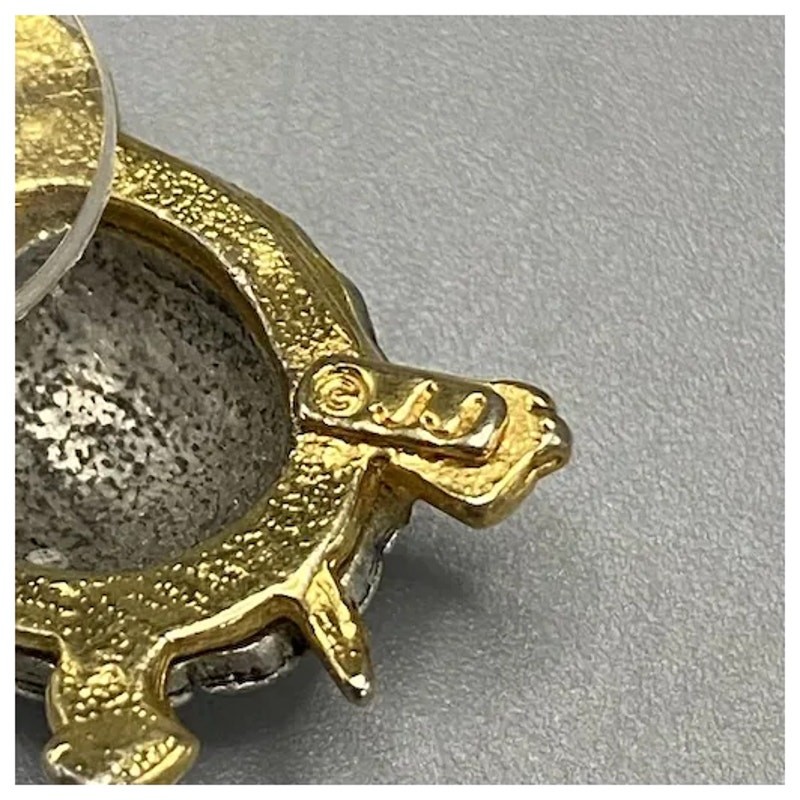 JJ Two Tone Turtle Earrings for Pierced Ears Jonette Jewelry Post Back