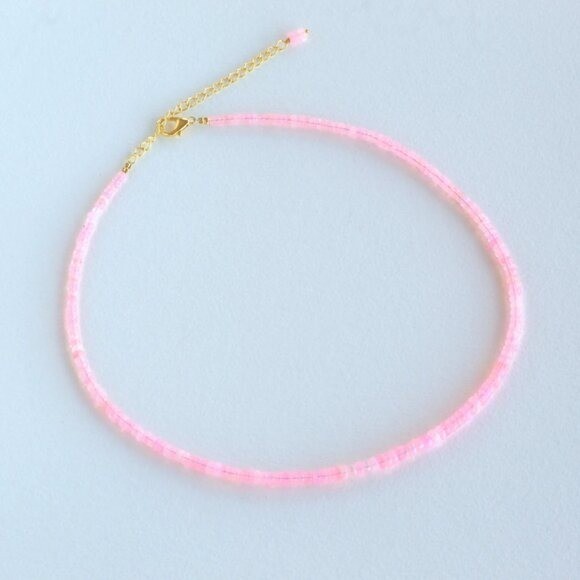 AAA Pink Ethiopian Opal Necklace with Gold Chain Fire Opal Spiritual Jewelry