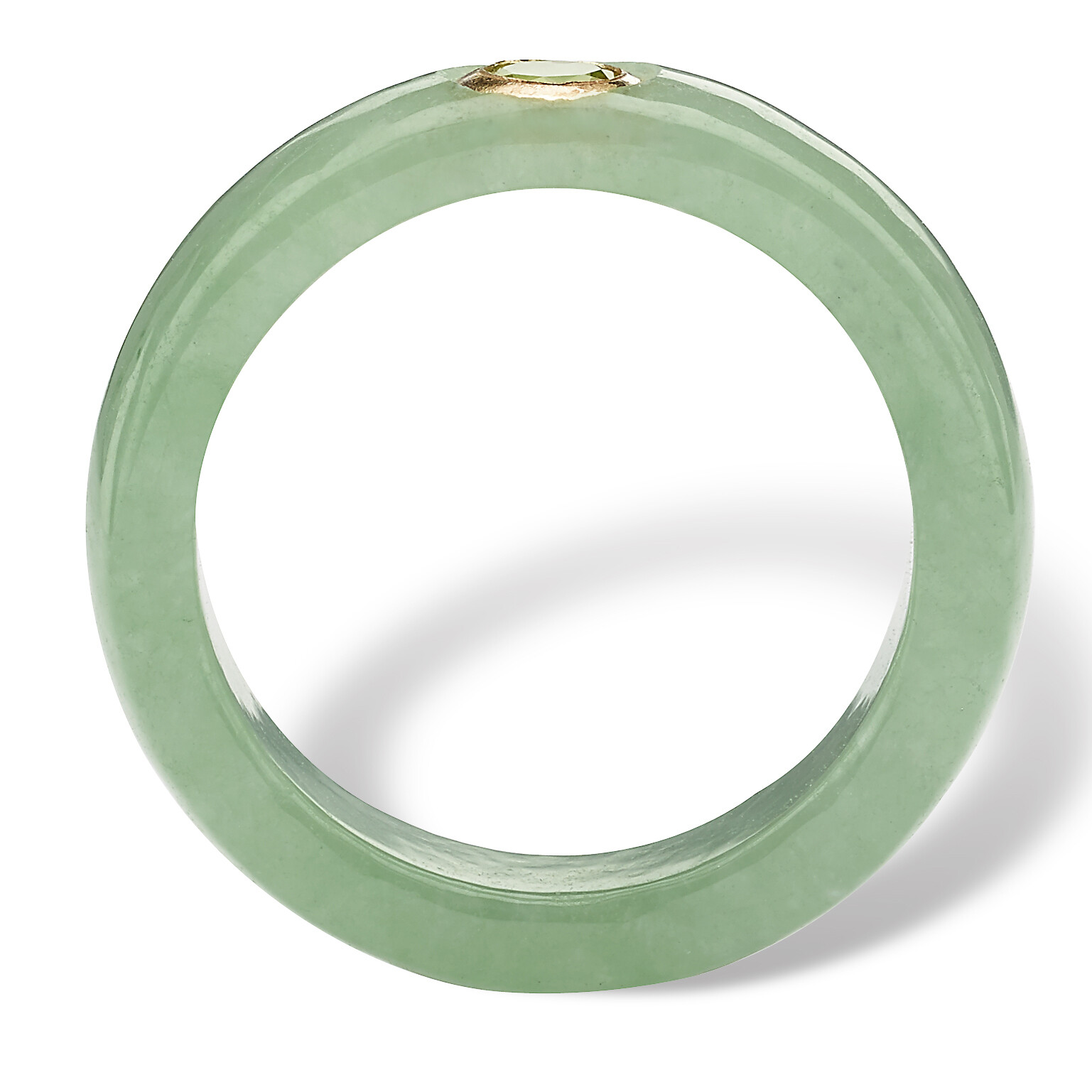 .26 TCW Round Genuine Peridot and Green Jade Ring in 10k Gold