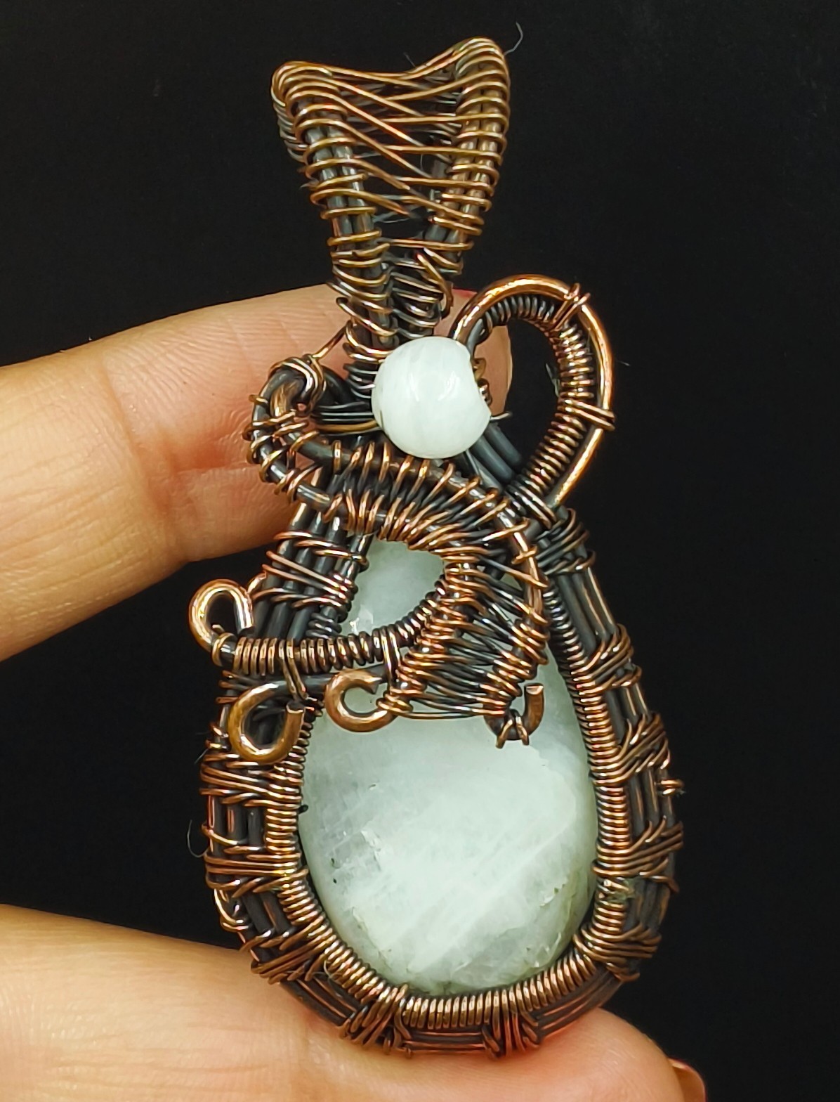 Copper Porcelain Jasper Gemstone Opal Handmade Jewelry Pendant
