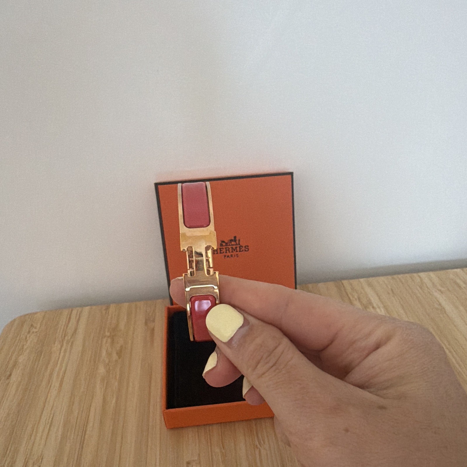 HERMÈS Clic H Bracelet Rose Gold Papaye Size Pm