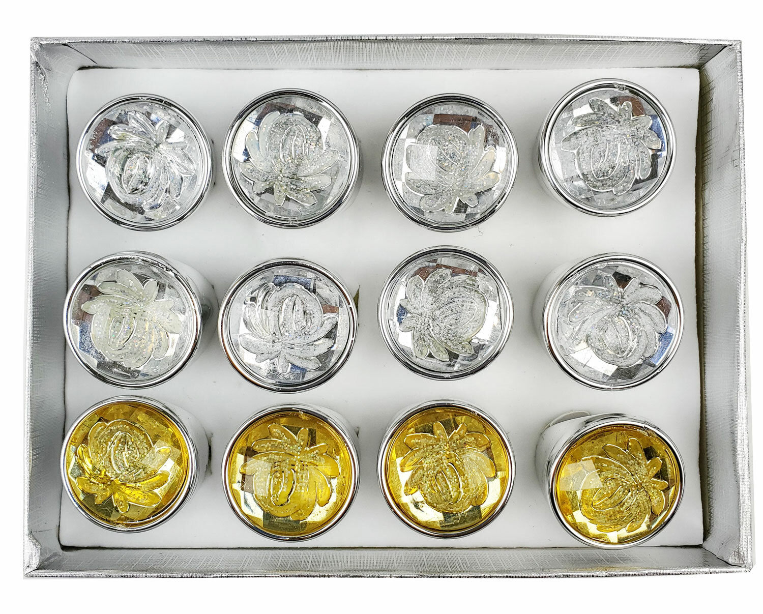 12 Gold Silver Color Fashion Rings For Men Women Girls Glitter Flower