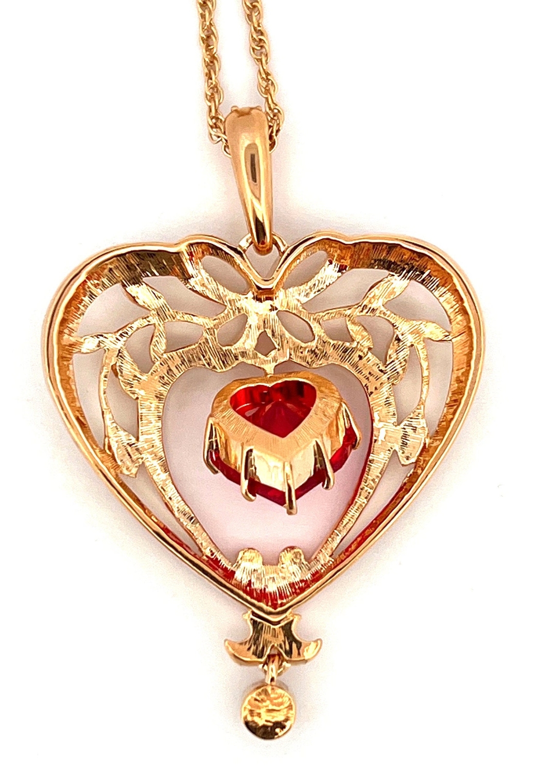 July Birthstone Gold Plated Necklace Set With A Heart Shaped Ruby Crystals