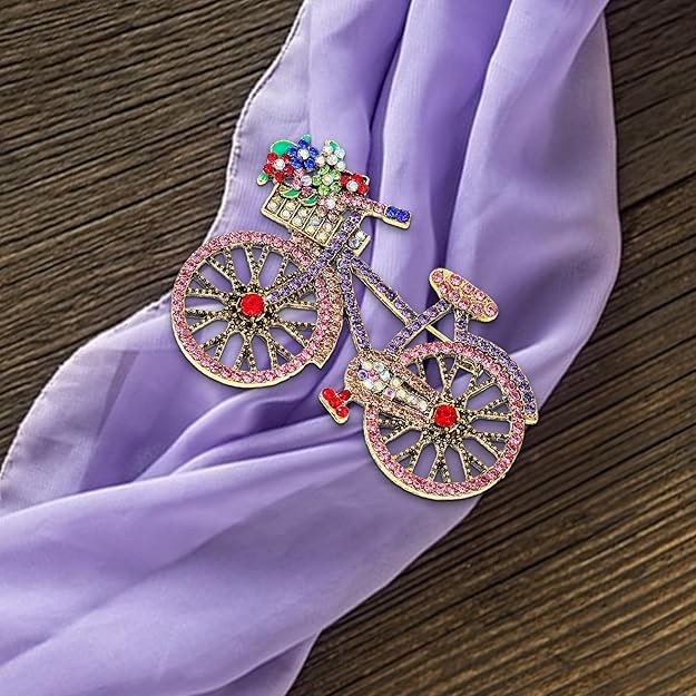 2Pcs Rhinestone Bicycle Brooch, Crystal Creative Bicycles Jewelry Classic Vin…