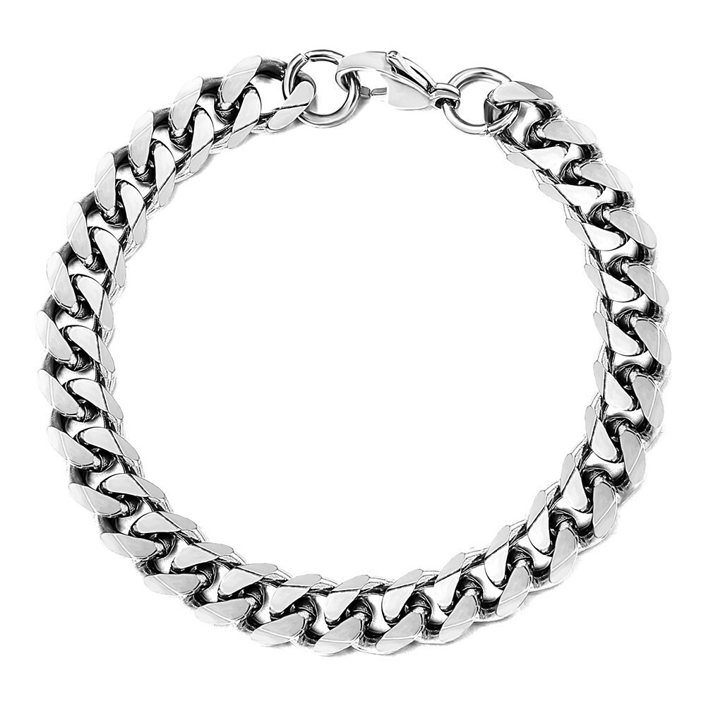 3/5/7/9/11mm Silver Curb Cuban Stainless Steel Bracelet Men Link Chain 7-11inch
