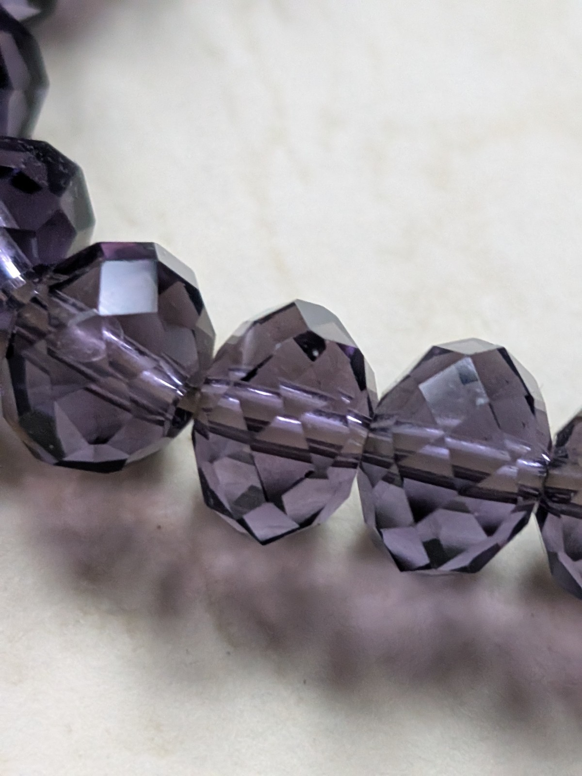 Purple Crystal Elasticated Faux Amethyst Bracelet 30g Love Heart Charm New/ Box