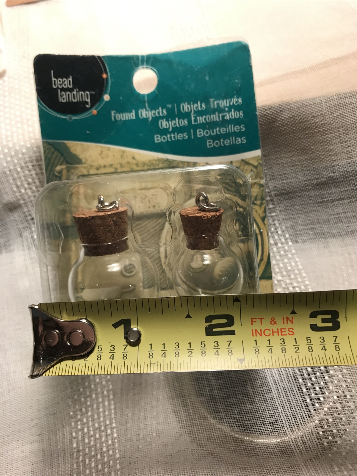 Found Objects Clear Round Bottles Corks 2pc NEW Jewelry Making Charms Pendent