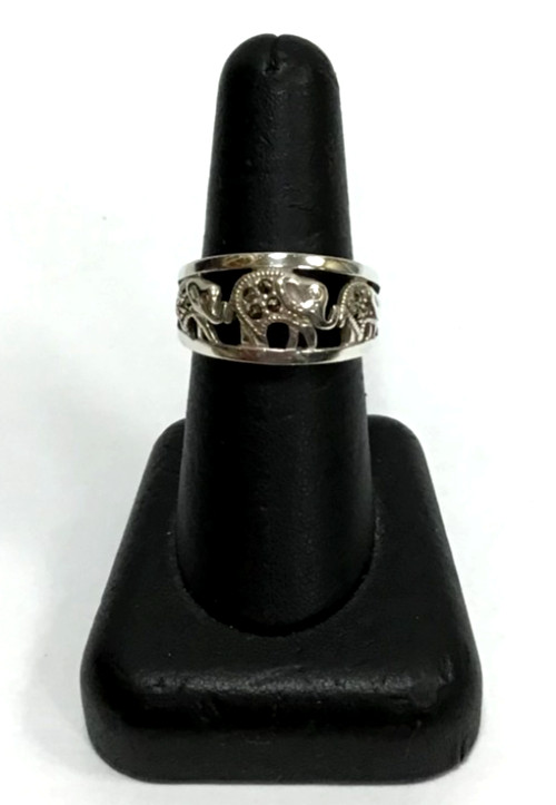 (MA3) Ladies 925 Sterling Silver 5.6 Grams Elephant Dome Ring – Size 8.75