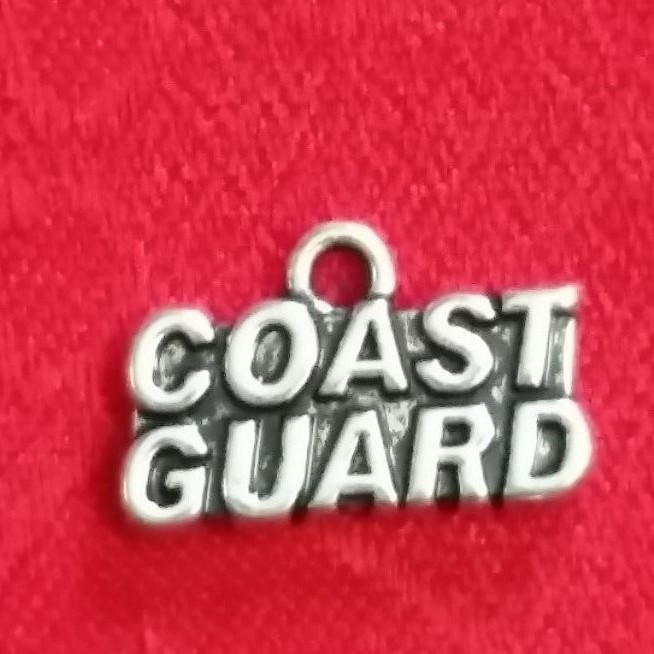 COAST GUARD ANTIQUE SILVER CHARM – BRACELET – NECKLACE – MILITARY – CLASP – BAIL