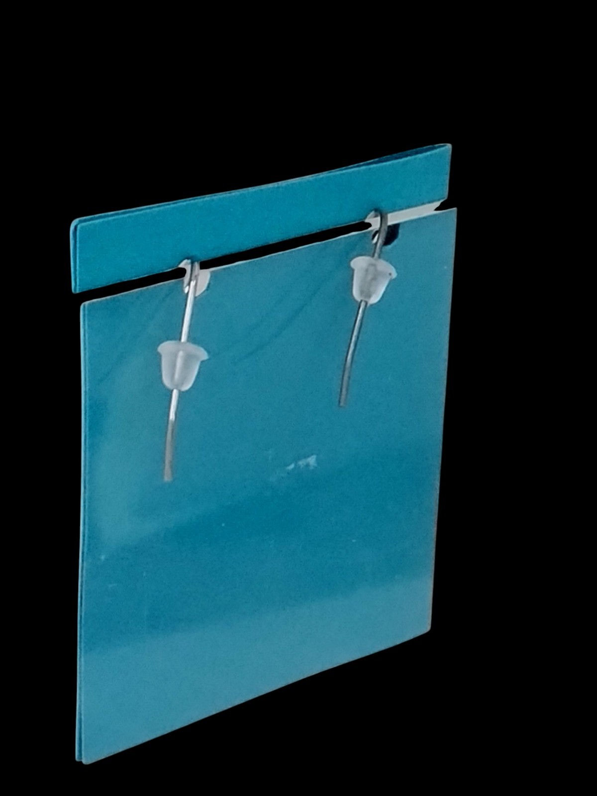 Handcrafted SILVERTONE BLACK BEADS Dangle Earrings HYPOALLERGENIC LOOPS STOPPERS