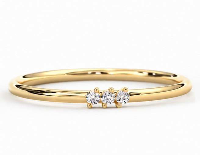 0.03 CT Round Lab Grown Diamond Wedding Band RingG 14K Yellow Gold Plated 925