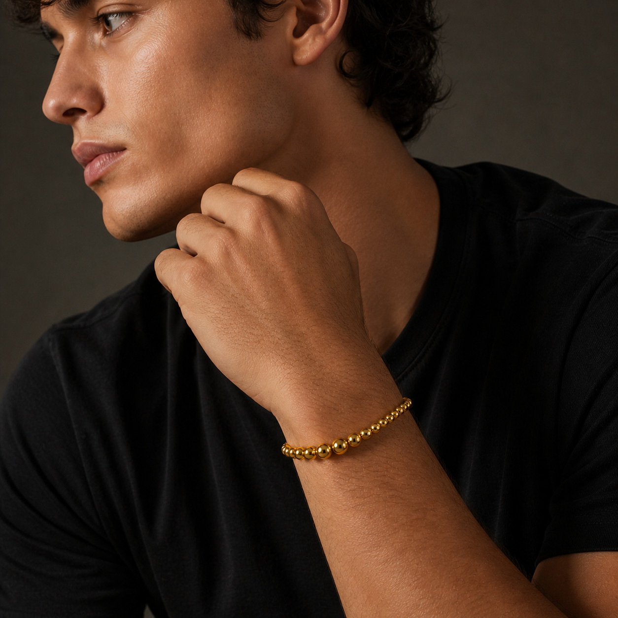 Stainless Steel Bead Bracelet 18K PVD Gold Silver Chain Minimalist Unisex Gift