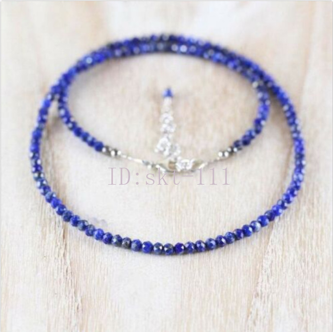 18″ Long Natural Blue sapphire Rondelle Faceted Beaded Gemstone Necklace 3mm