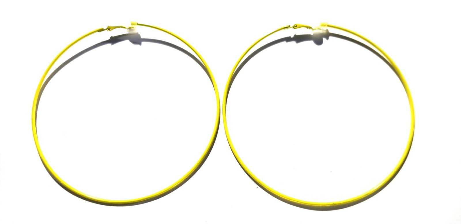 CLIP-ON EARRINGS LARGE 4 inch HOOP EARRINGS ASSORTED COLORS THIN NON PIERCED