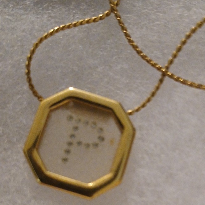 Gold-Tone Rope Chain Necklace Octagon Letter P Pendant Spring Ring