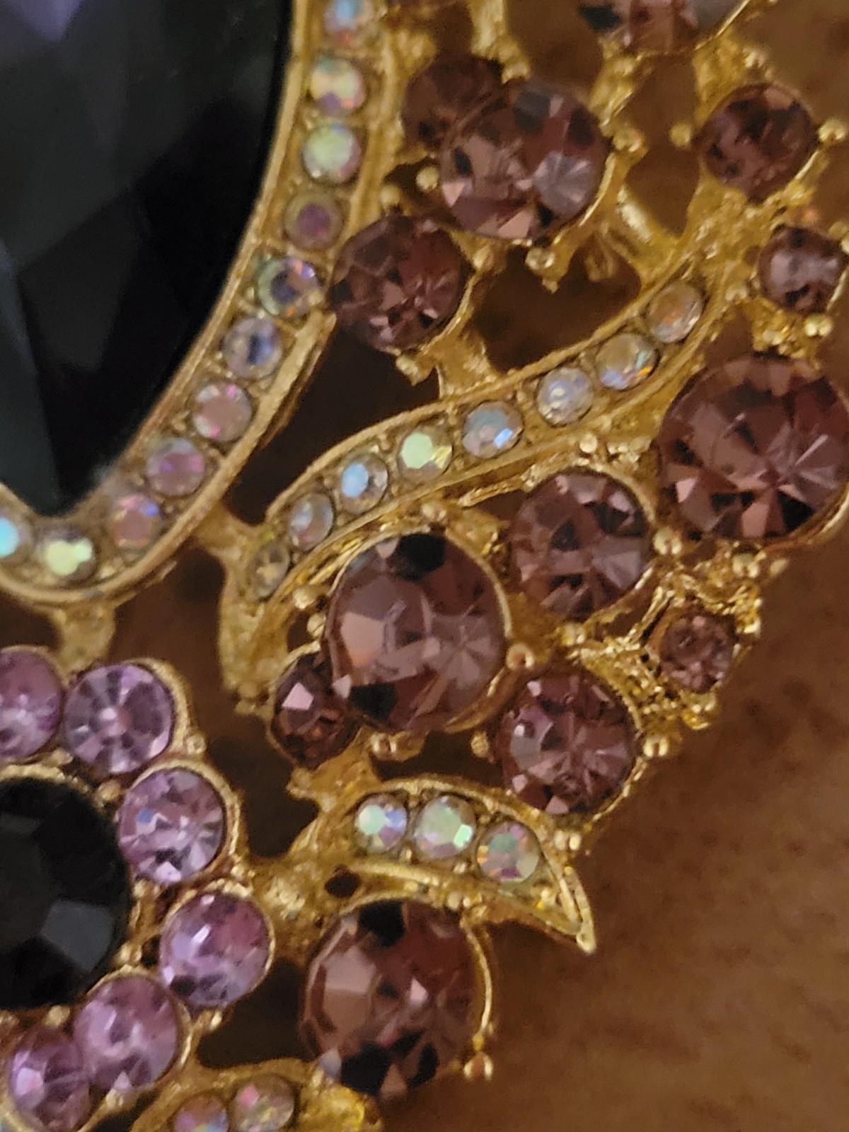 Stunning Purple Big 4″ Rhinestone Flower Teardrop Brooch All Occasion Pin P220-6