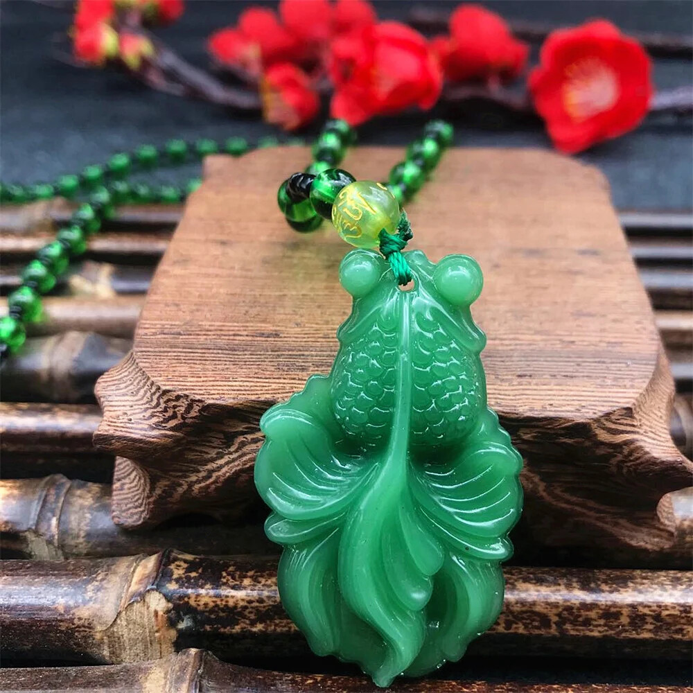 Fashion Green Phoenix Jade Pendant Necklace Chinese Amulet Lucky Jewelry Gift