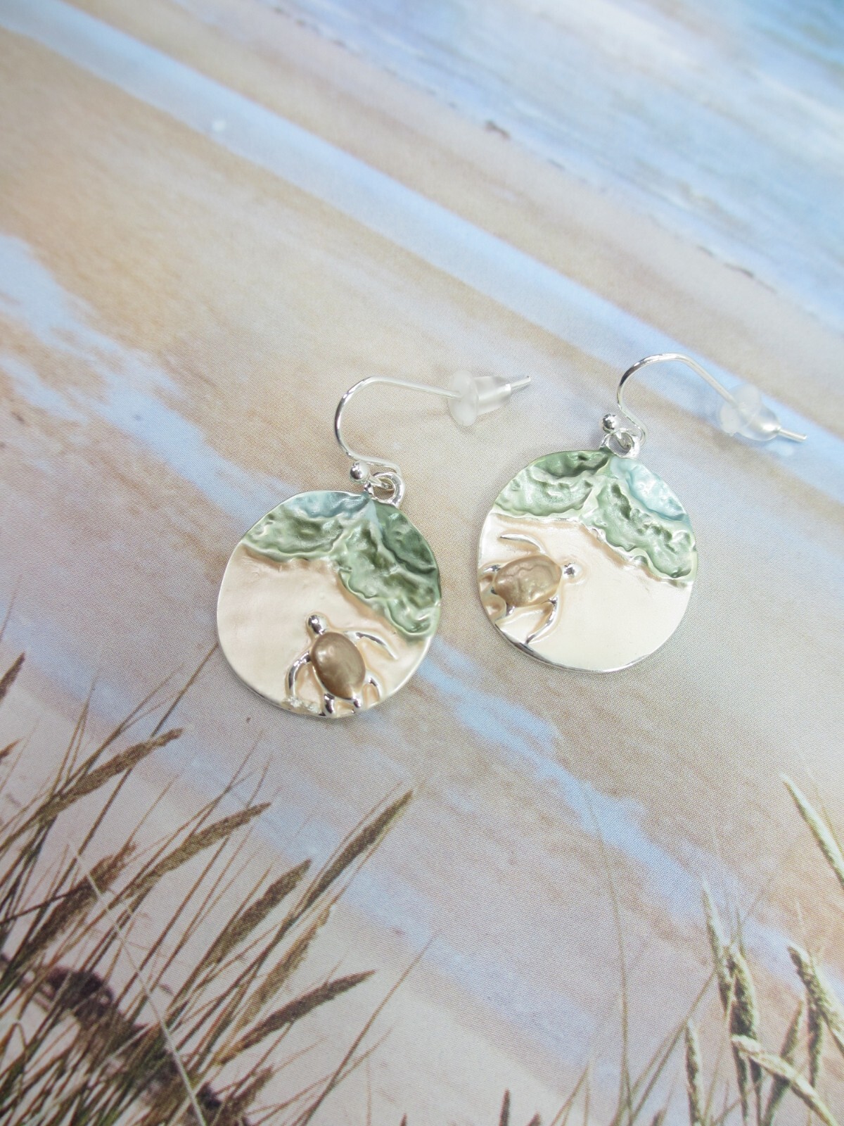 Beach Sea Turtle Earrings Summer Jewelry Ocean Coastal Beachcomber Charms Pierce