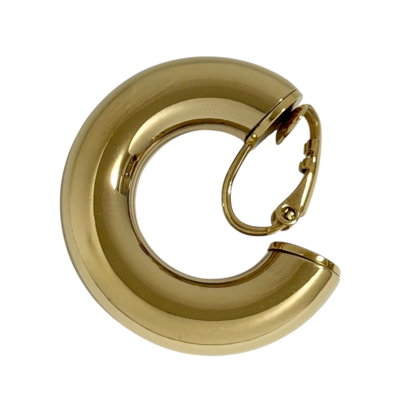 Gucci Women Hoop Single Earring Gold Metal Clip On w/Storage Bag Boxed 3.1cm
