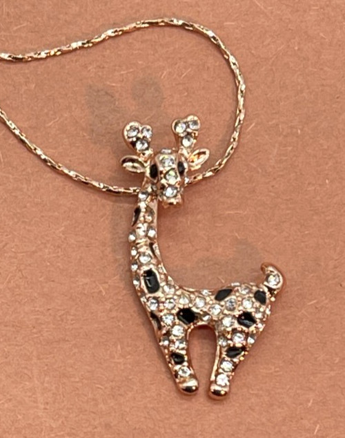 Necklace. Yellow Gold Plated Giraffe on 18 Inch Twist Chain w/2″ ext.