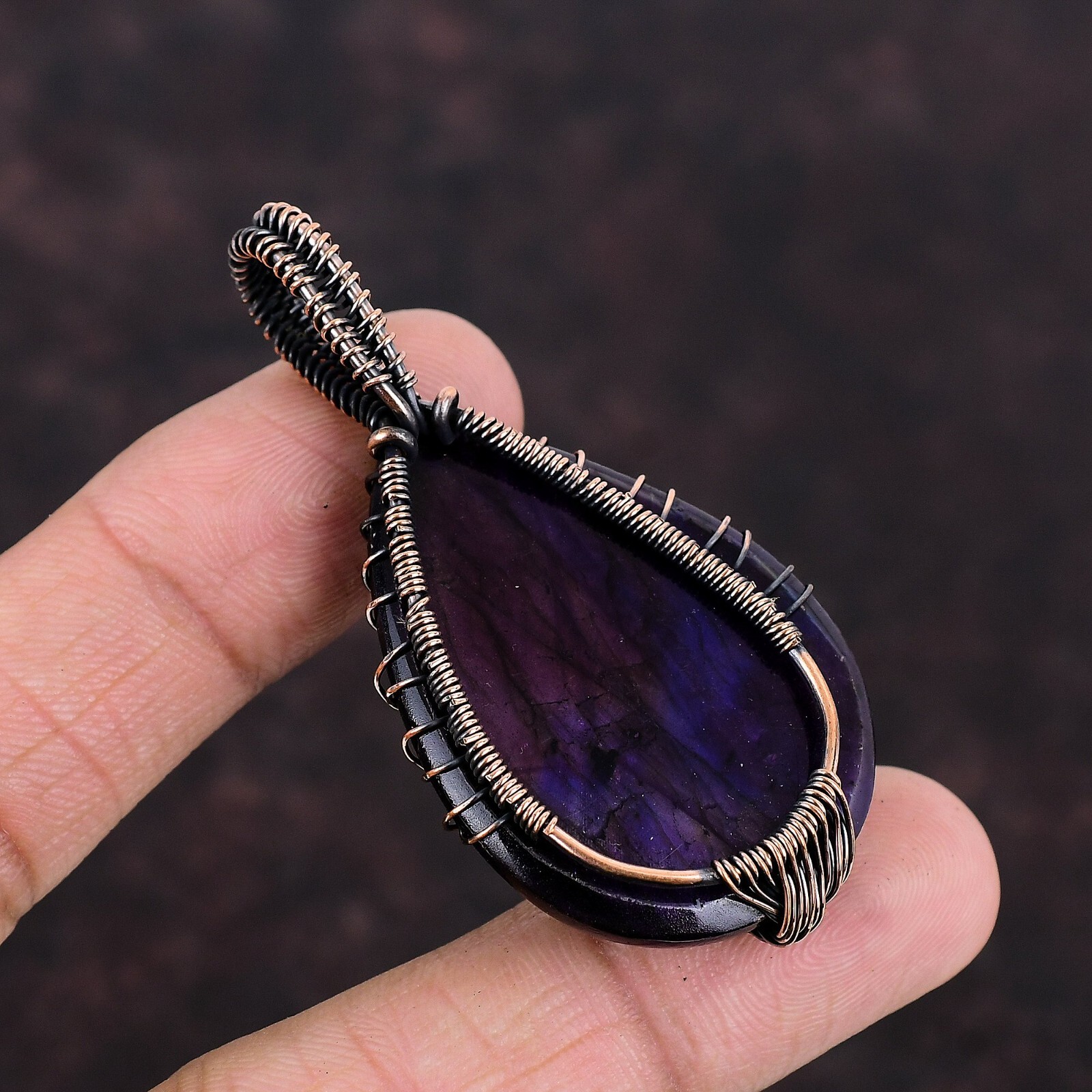 Purple Fire Labradorite Copper Bestie Gift Wire Wrapped Tree Of Life 2.48″