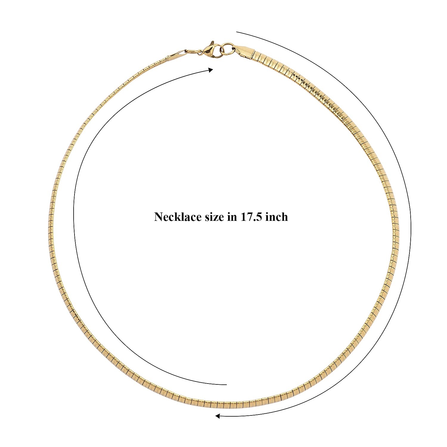 Omega Chain Necklace 17.5-19.5 Inches in ION Plated Yellow Gold Stainless Steel