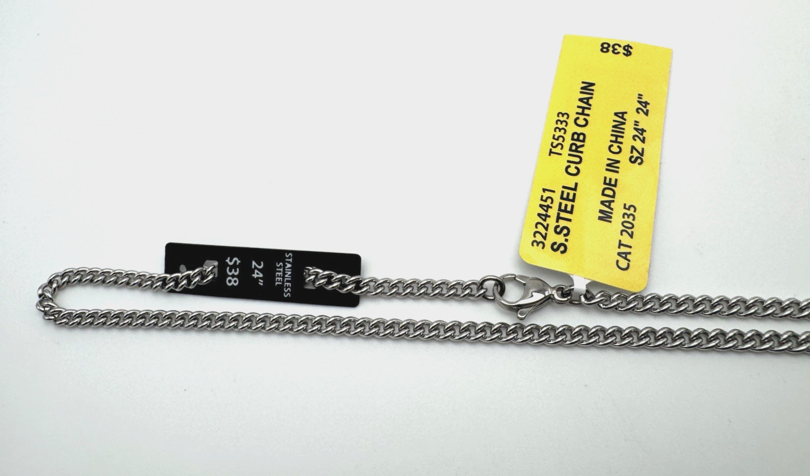 3.5mm Stainless Steel Curb Link Chain Necklace Silver Tone Unisex 24″ NEW
