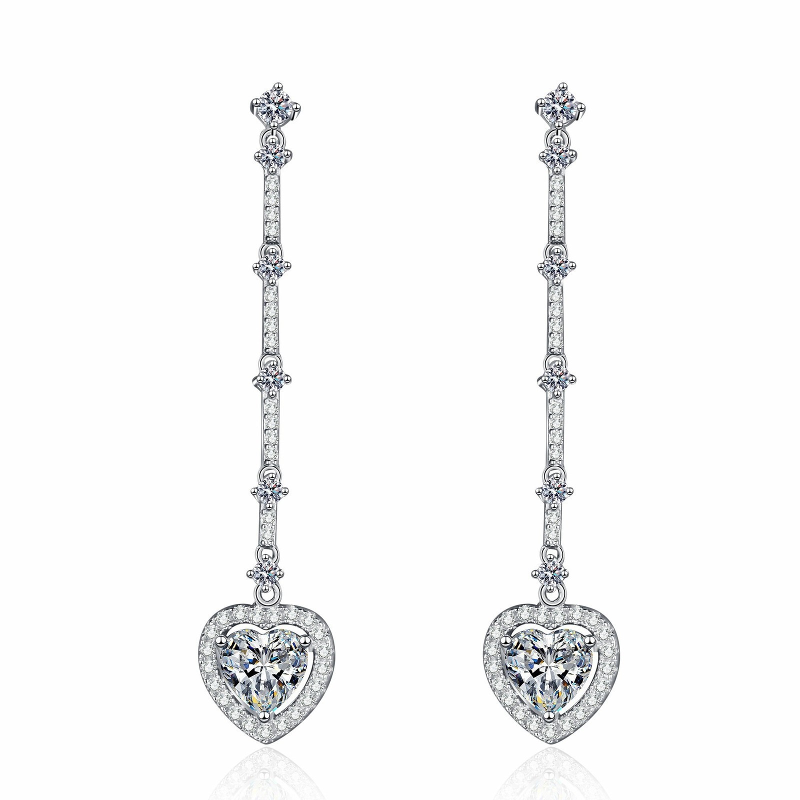 2.20 Ct Round Cut Simulated Diamond Large Drop Earrings In 14k White Gold Plated