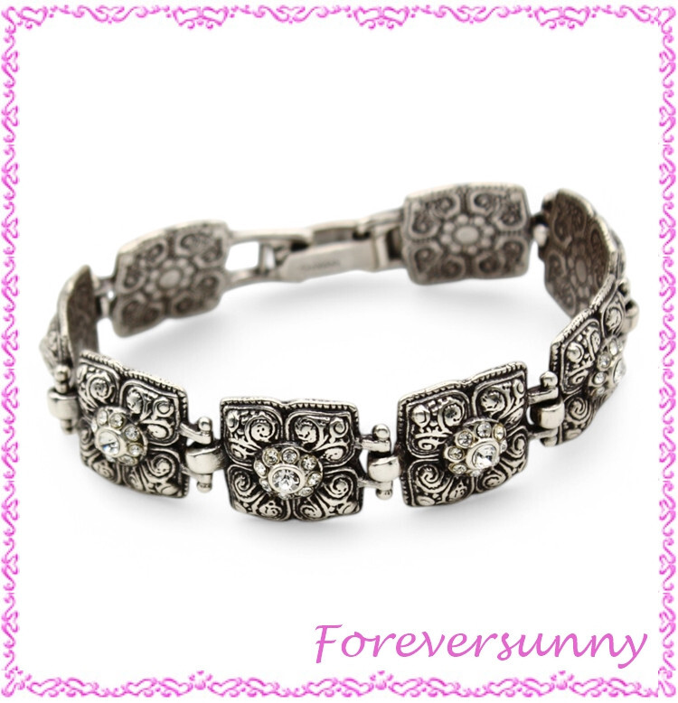 Brighton Lucerne Silver Crystal Fold Over Bracelet