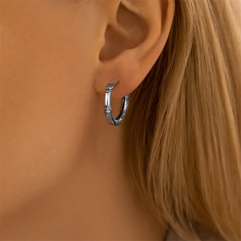 PANDACH 925 Sterling Silver Tiny Vintage Woven Circle Hoop Earrings For Women