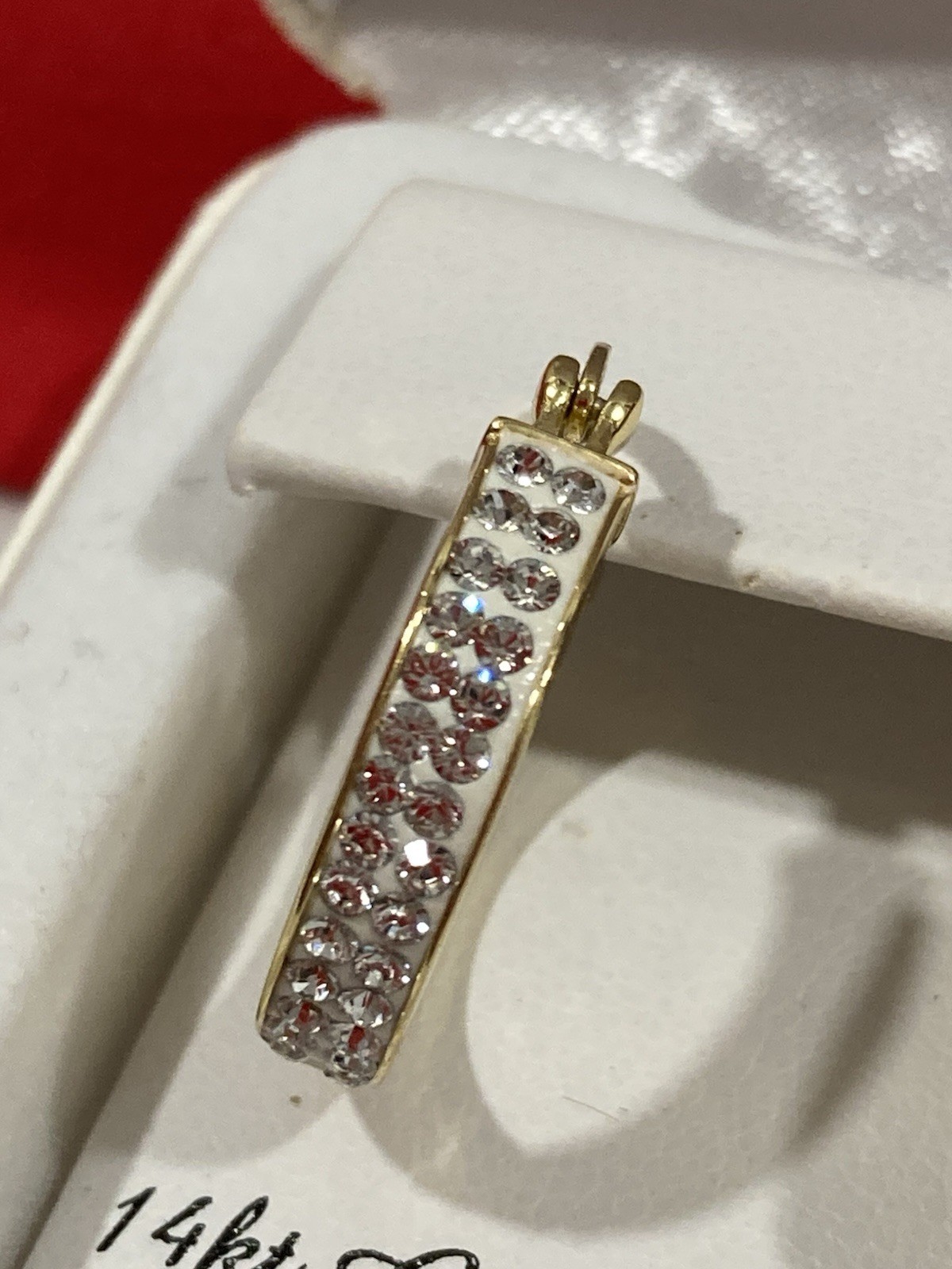 KOHLS 925 S Signed Sterling Silver Gold Vermeil Crystal Hoop EARRINGS -IN BOX-